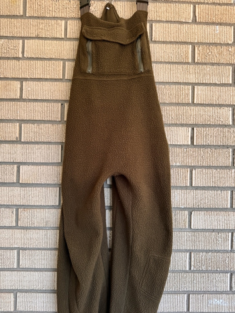 5 Pocket Fleece Overall Olive Green - Adjustable Straps, Zipper Pockets - M